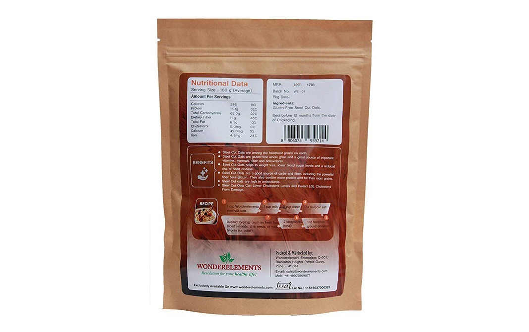 Wonderelements Steel Cut Oats    Pack  500 grams